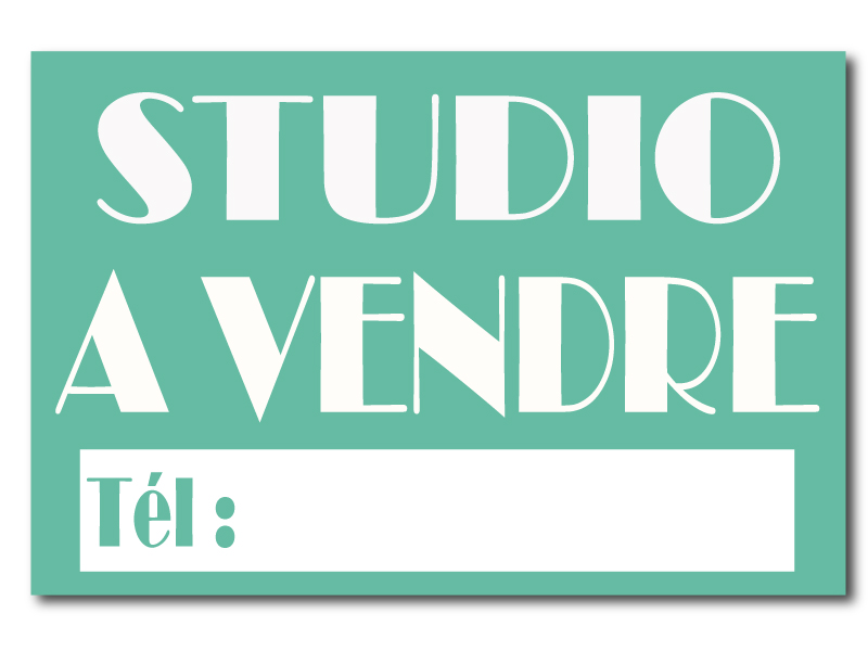 Panneau immobilier - Studio à vendre - Vert & blanc